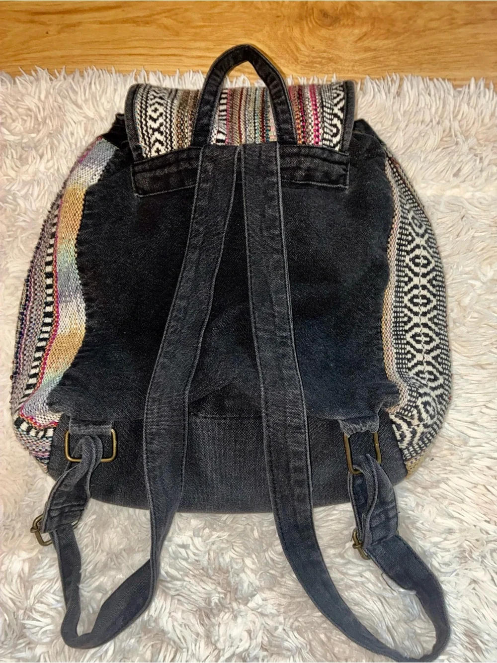 Bohemian Multi‑Color Boho Baja Woven Backpack